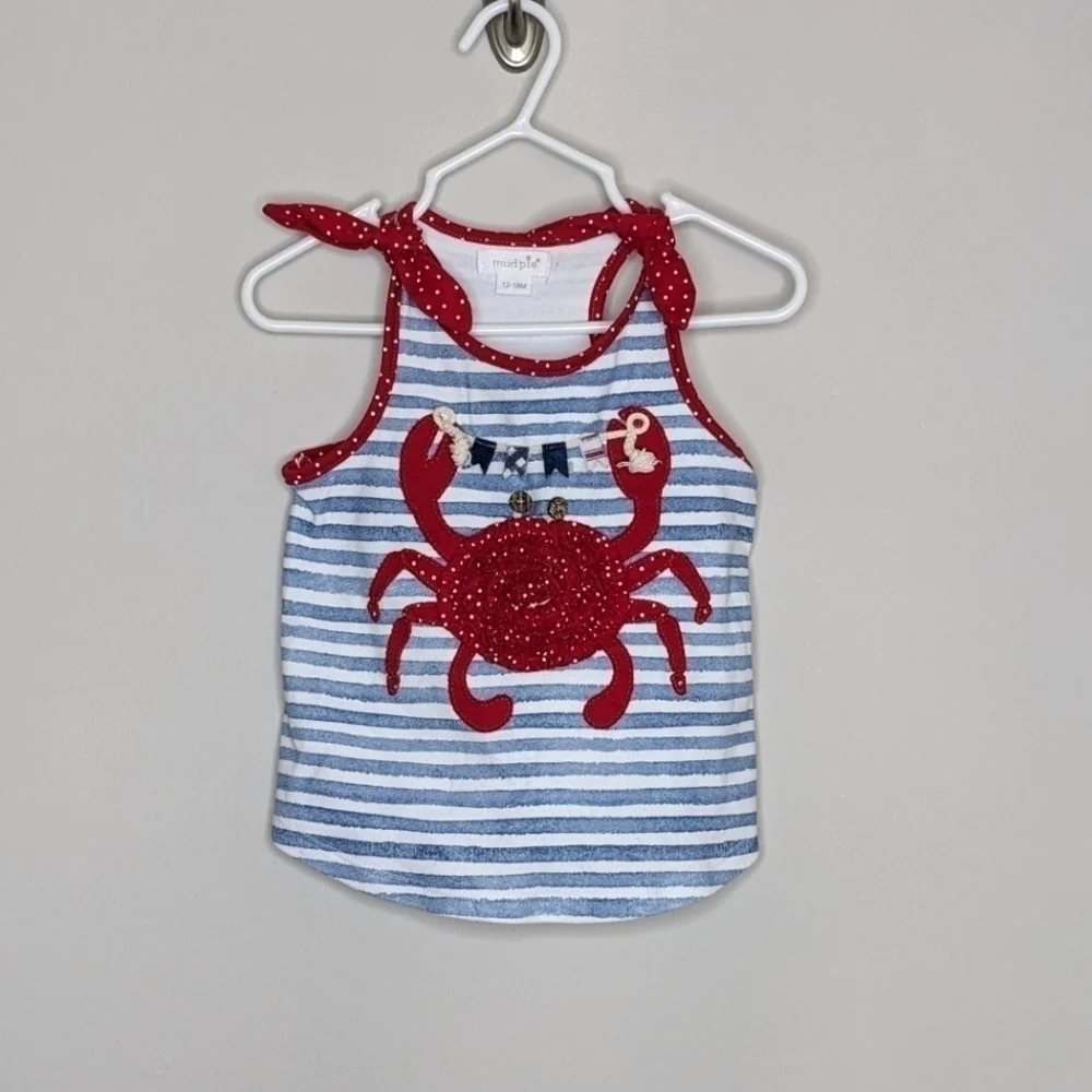 Mud Pie Crab Patriotic Tank Top Sleeveless 12-18m